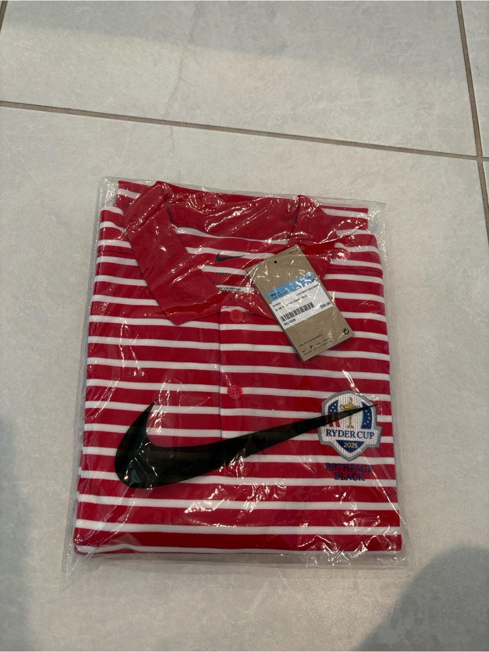 Nike Red & White Striped Ryder Cup Polo